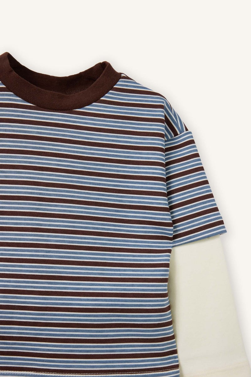 ديفاكتو طقم اولادي تيشيرت مخطط وبنطلون قصة عادية - قطعتين - Image 3